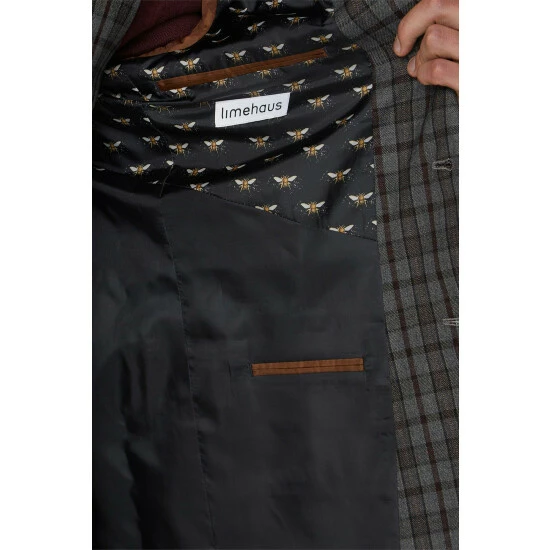 Limehaus Heritage Overcheck Suit Jacket For Male 4 Limehaus Heritage Overcheck Suit Jacket For Male - Image 4