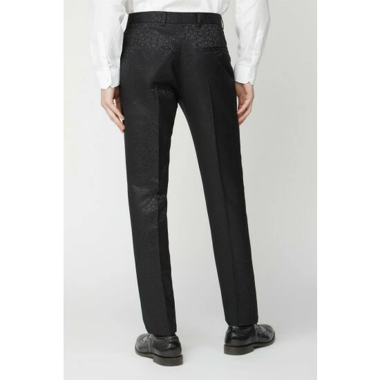 Limehaus Tonal Jacquard Slim Fit Suit Trousers For Male 2 Limehaus Tonal Jacquard Slim Fit Suit Trousers For Male - Image 2